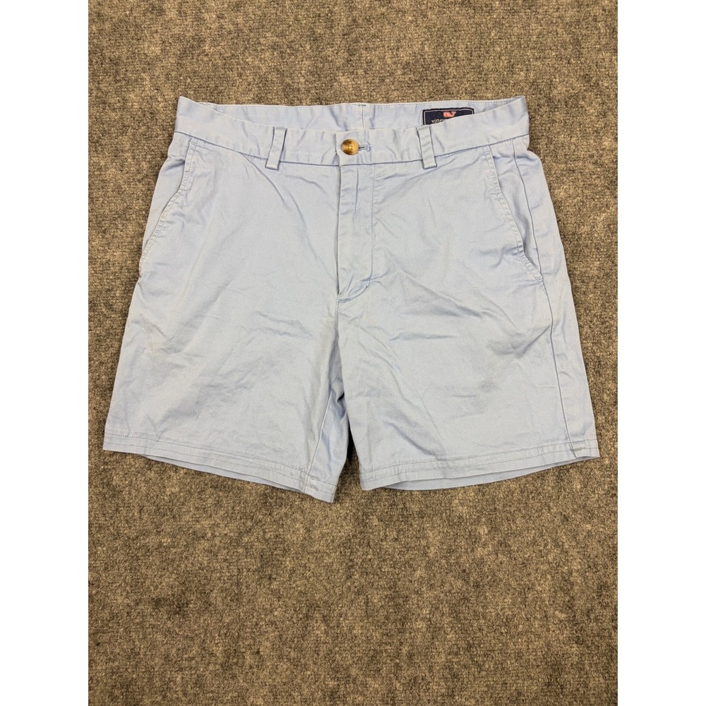Vineyard Vines Mens 30 Light Blue Breaker Chino Shorts Cotton Stretch 7 Inseam